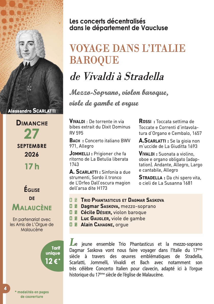 Musique Sacrée en Avignon - Voyage dans l'Italie baroque @ Eglise de Malaucène